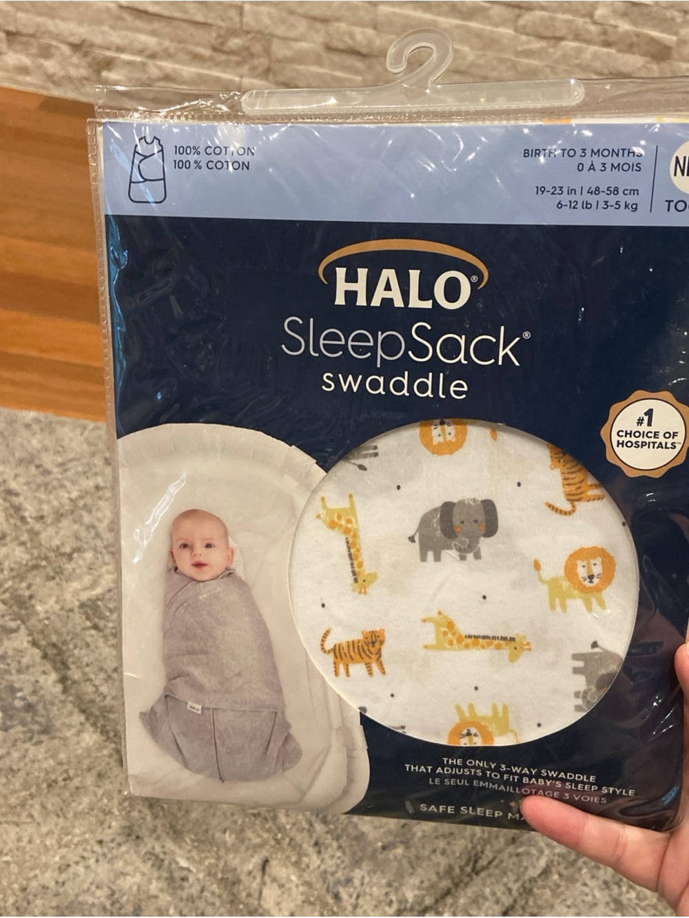 New Halo Blanket Sleepsack Swaddle 100% Cotton TOG 1.5 Newborn Adjustable Jungle